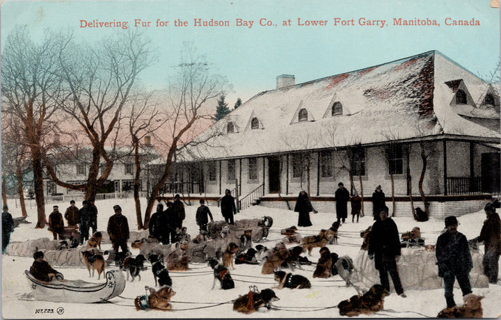 Delivering Fur for Hudsons Bay Co Lower Fort Garry MB Manitoba Postcard