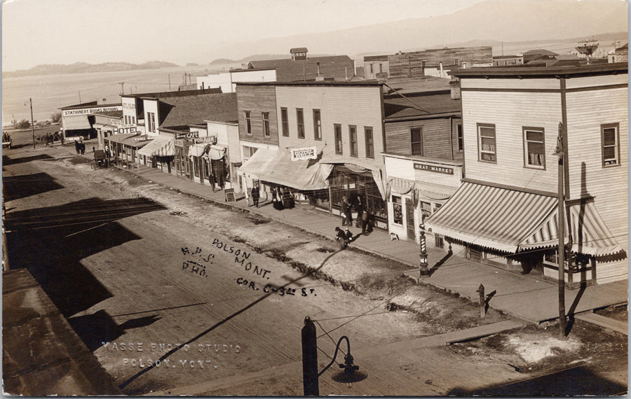 Polson Montana MT USA Birdseye Masse Photo Studio c1910s RPPC Postcard