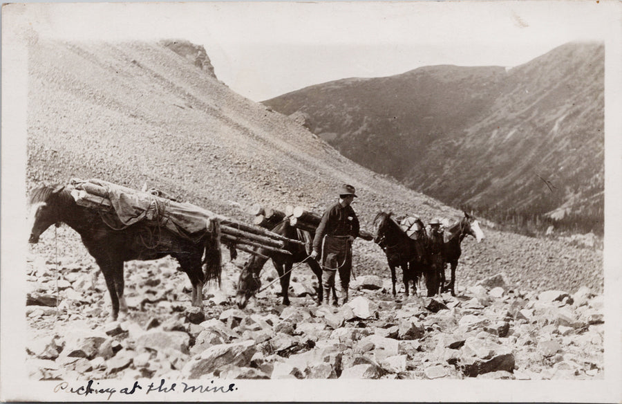 Hazelton BC area Picking at the Mine Mining Postcard 