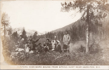 Hazelton BC Hunters Homeward from Spring Hunt Indigenous People RPPC Postcard 