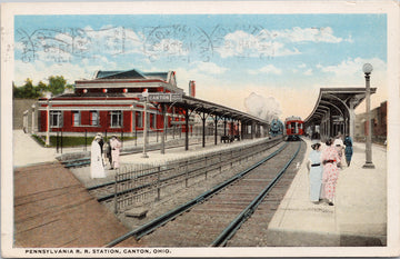 Canton OH Pennsylvania RR Station Railway Train Depot Ohio c1917 Postcard 