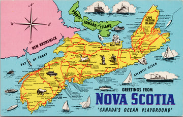 Map Nova Scotia NS Greetings Unused Vintage Postcard SP14