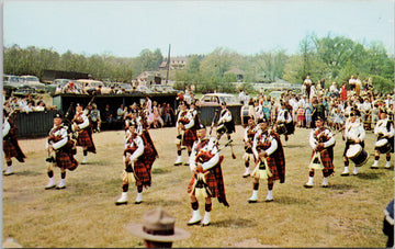 Nova Scotia Massed Pipers NS Scottish Bagpipes Men in Kilts Unused Postcard