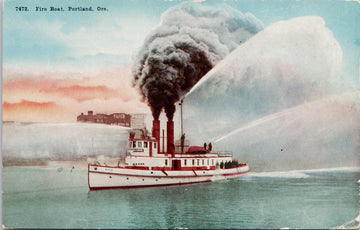 Fire Boat Portland OR Oregon PFD Fire Department Phoenix Paper Postcard
