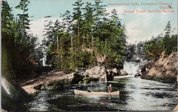 Mattawabika Falls Temagami District Ontario ON Canoe GTR System Postcard