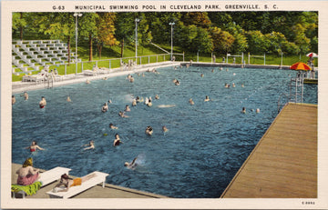 Greenville SC Swimming Pool Cleveland Park Unused Vintage Linen Postcard 