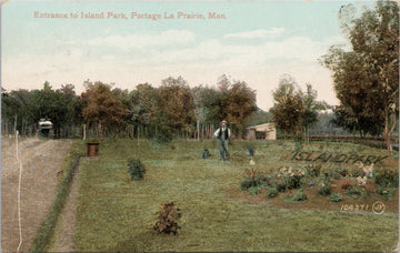 Portage la Prairie Manitoba Entrance to Island Park Man MB Postcard