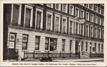 London England Salvation Army Hotel for Canadian Soldiers Forces West Central Hotel Unused Postcard 