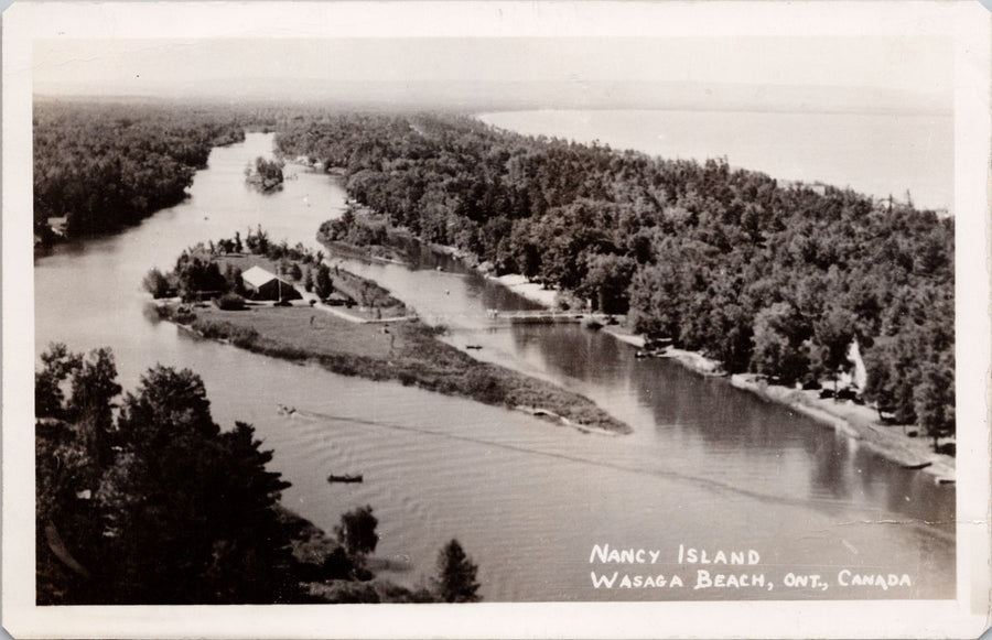 Nancy Island Wasaga Beach Ontario ON Aerial View Unused RPPC Postcard 