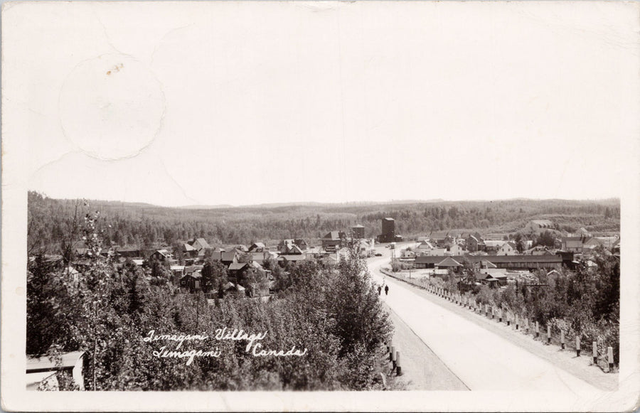 Temagami Village Temagami Ontario ON with 3 Cent Borden Stamp RPPC Postcard 