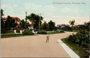 Wellington Crescent Winnipeg MB Manitoba Child Road c1910 Postcard