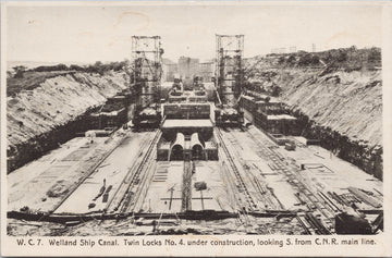 Welland Ship Canal Welland Ontario Twin Locks No 4 ON FH Leslie Postcard SP14