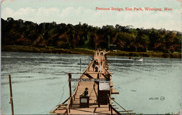 Pontoon Bridge Elm Park Winnipeg MB Manitoba Admission 5 Cents Postcard