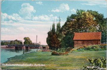 Perth Ontario The Basin and Russell's Garden Bridge c1909 JH Adams Postcard