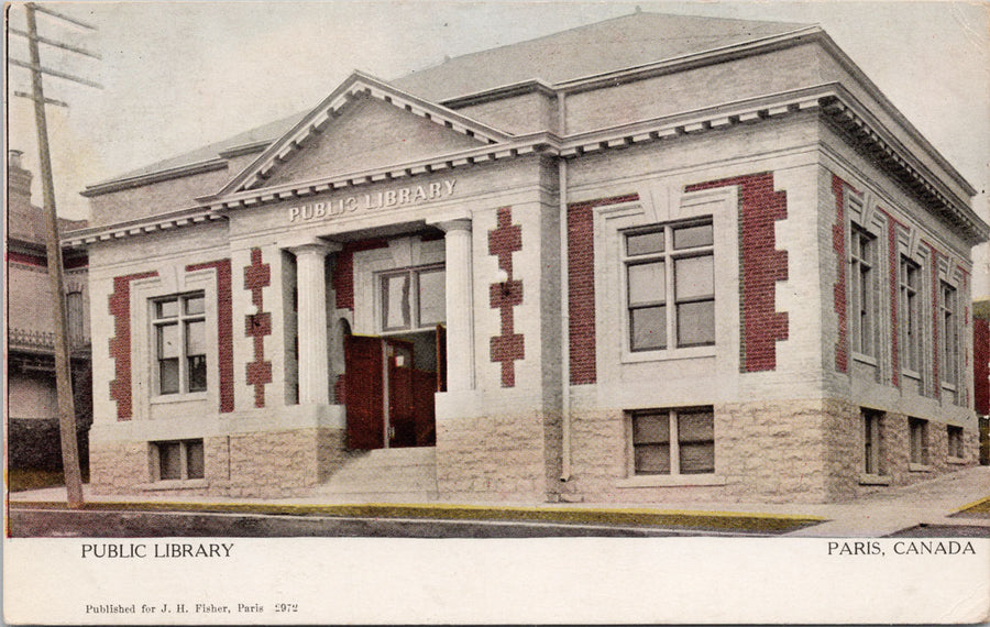 Public Library Paris Ontario ON c1907 Duplex Cancel Postcard 