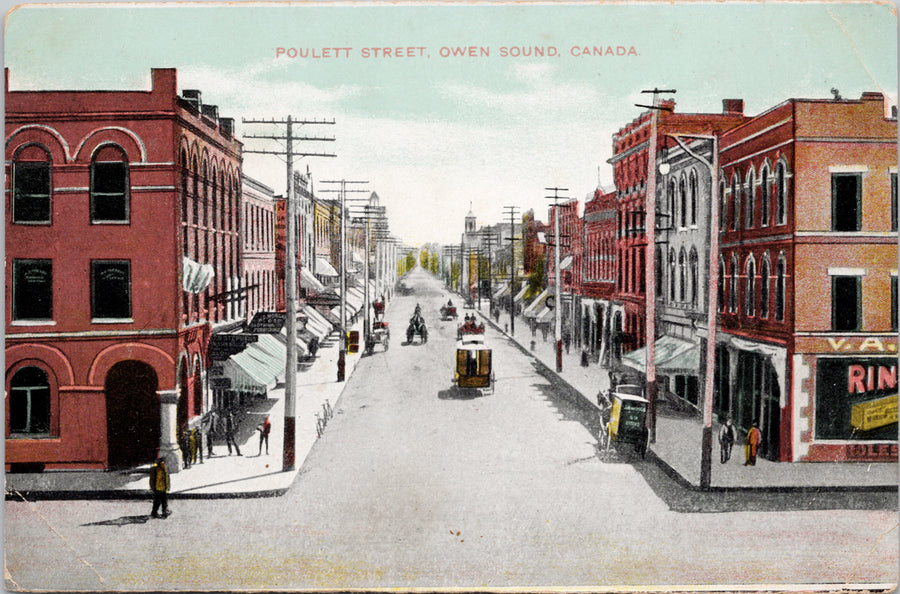 Owen Sound Ontario Poulett Street ON c1910 Postcard 