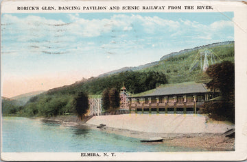 Elmira NY Rorick's Glen Dancing Pavilion & Scenic Railway Postcard 