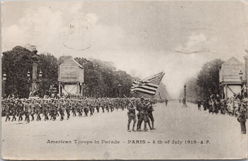 American Red Cross American Troops in Parade 1918 Paris France WW1 Postcard 