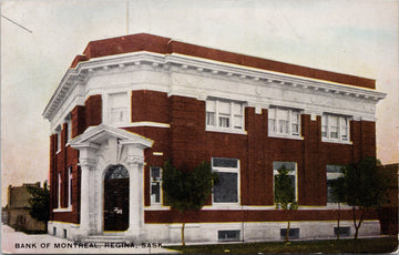 Regina Saskatchewan Bank of Montreal 1908 Portage la Prairie SK Cancel Postcard SP14