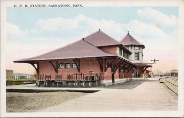CPR Station Saskatoon Saskatchewan SK Sask Railway Train Depot Unused Postcard