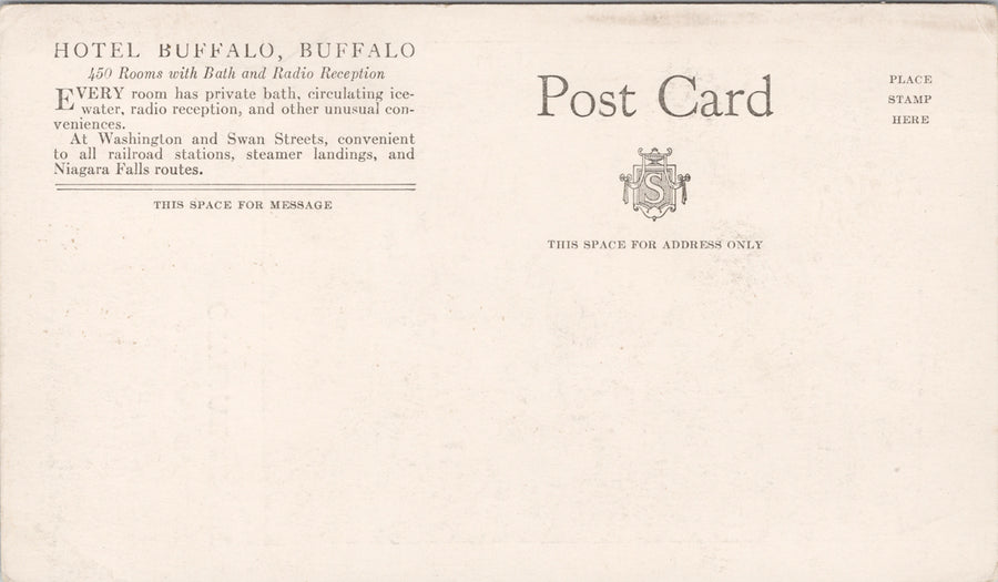 Hotel Buffalo NY New York Washington & Swan Streets Unused Advertising Postcard SP14