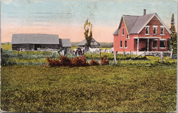 Merrill WI Red House Rural Scene Wisconsin c1914 Postcard