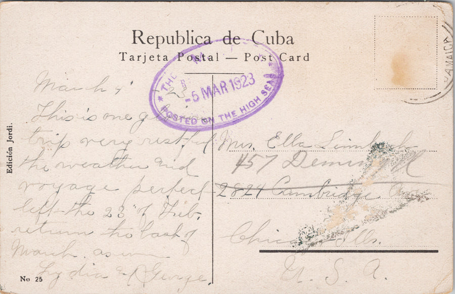 Havana Cuba Luz Caballero Park & Statue Habana c1923 Postcard SP14