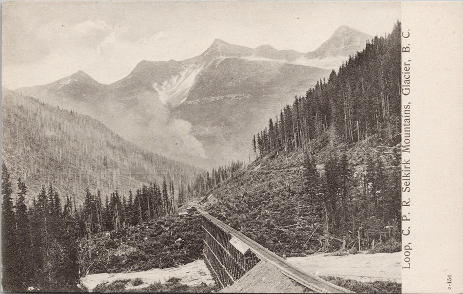 Loop CPR Selkirk Mountains Glacier BC British Columbia Trestle Bridge Unused Thomson Stationery Co Postcard