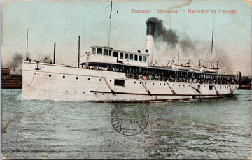 Steamer 'Macassa' Hamilton to Toronto Ontario ON c1907 Postcard