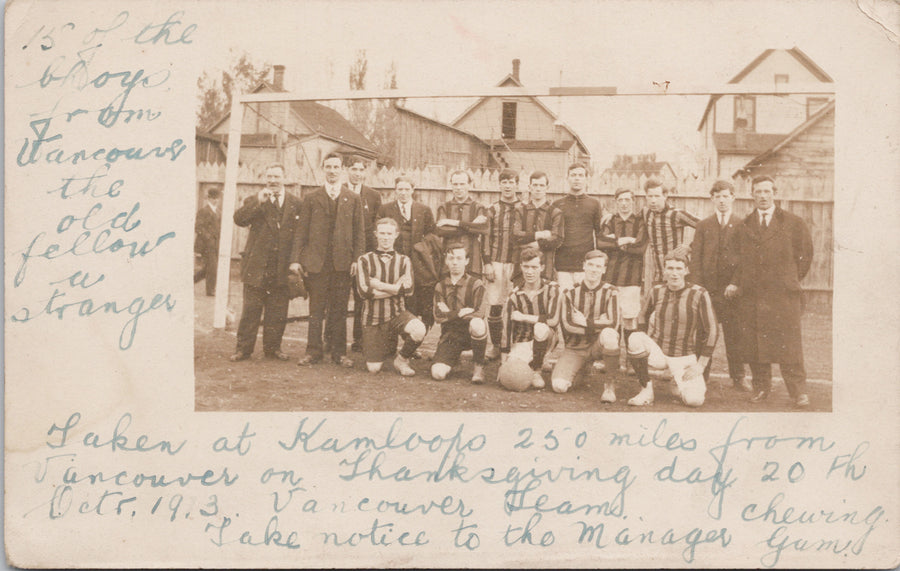 Kamloops BC Vancouver Football Team Athletes British Columbia 1913 Scarce RPPC Postcard 