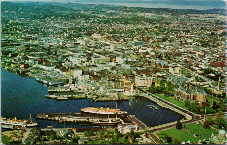 Victoria BC British Columbia Aerial Ships Vancouver Island British Columbia 'Visit Expo 67 Montreal' Cancel Postcard