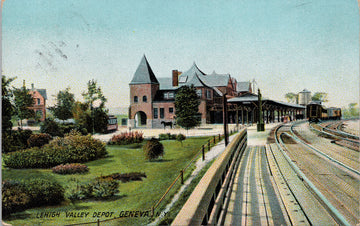 Lehigh Valley Depot Geneva NY Railroad Depot Train Station Kirby Postcard 