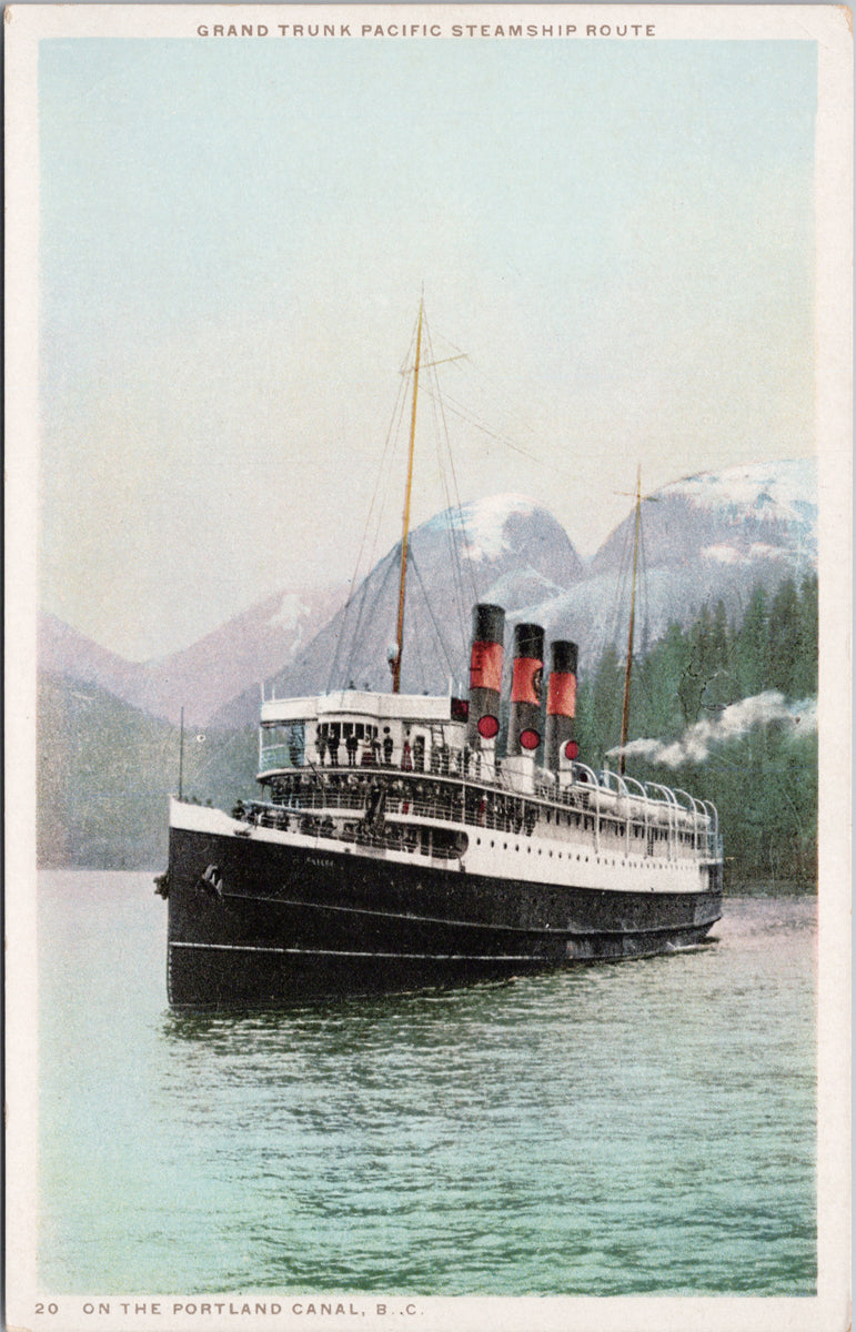 Grand Trunk Pacific Steamship Portland Canal BC Ship British Columbia Unused Postcard