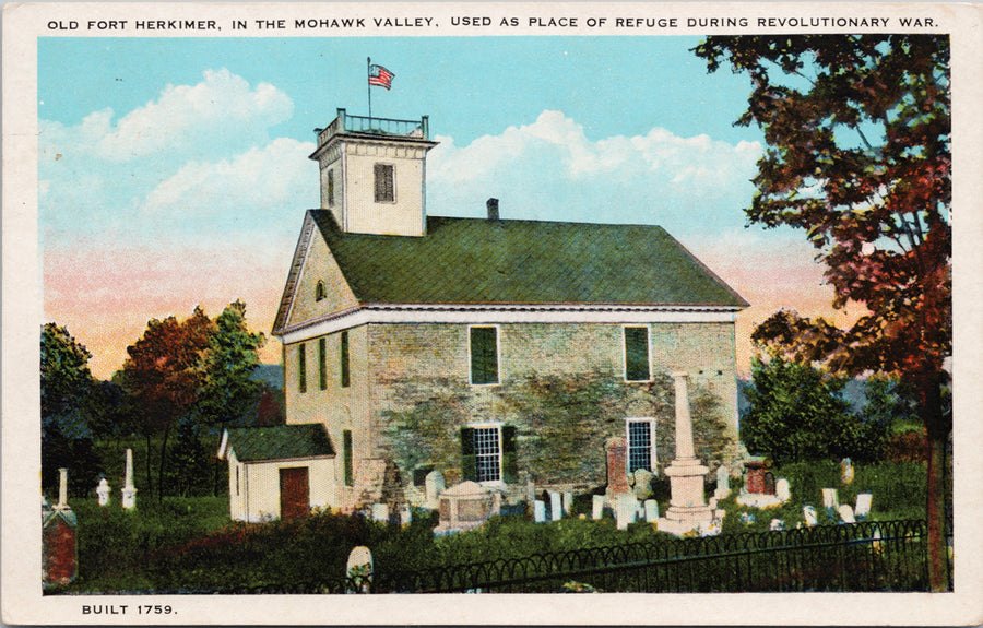 Old Fort Herkimer Mohawk Valley NY New York Cemetery c1936 Postcard 