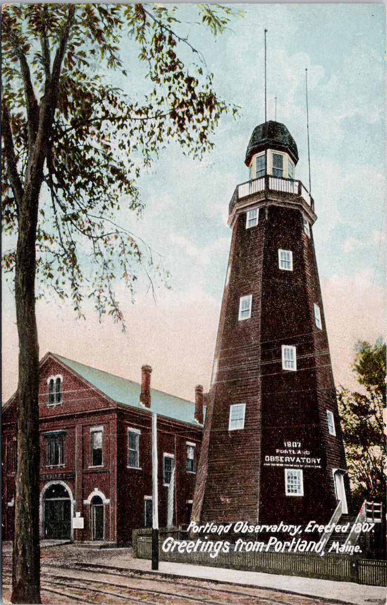 Portland Observatory Portland Maine ME Greetings Leighton Postcard