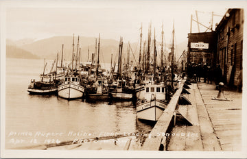 Prince Rupert BC Halibut Fleet Fishing Boats British Columbia c1926 Wrathall RPPC Postcard 