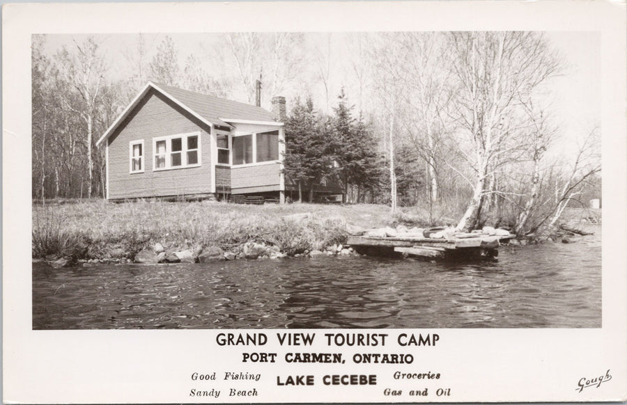 Lake Cecebe Port Carmen Ontario Grand View Tourist Camp Gough RPPC Postcard 