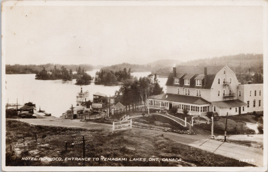 Hotel Ronnoco Temagami ON Ontario Steamship RPPC Postcard SP15