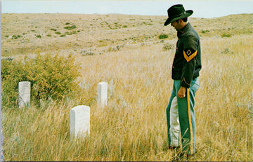 Custer National Cemetery Keogh's Marker Historical Interpreter MT Postcard