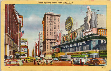 Times Square New York City NY c1953 Linen Postcard