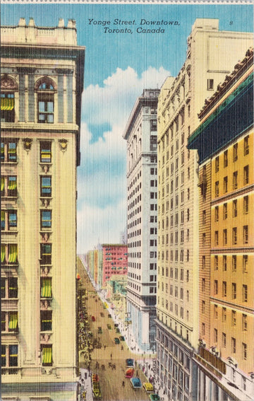 Toronto Ontario Yonge Street Downtown ON ONT Unused Linen Postcard