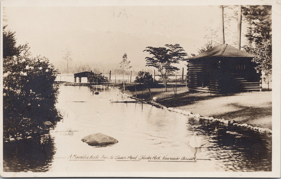 Swan Pond Stanley Park Vancouver BC British Columbia RPPC Postcard 