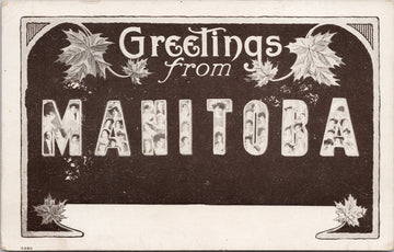 Greetings from Manitoba MB Large Letter c1908 Warwick Postcard