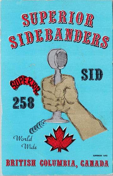 Superior Sidebanders BC British Columbia Blue Radio Microphone QSL Postcard