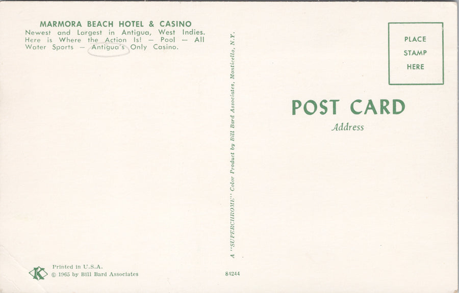 Marmora Beach Hotel Casino Antigua West Indies Swimming Pool Unused Postcard SP15