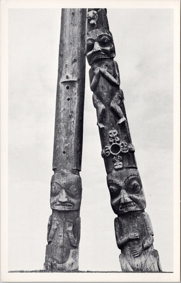 Totem Poles Kispiox Indigenous Village Skeena River BC Litho Postcard 