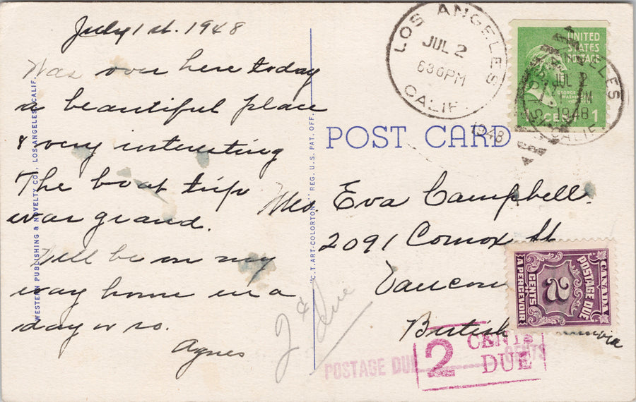 Greetings from Catalina Island CA Large Letter 2 cents Postage Due Postcard SP15