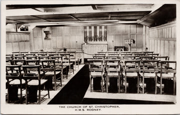 HMS 'Rodney' Ship Church of St. Christopher Sellicks RPPC Postcard 