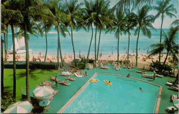 Waikiki Beach Outrigger Hotel Honolulu Hawaii HI Swimming Pool Unused Vintage Postcard SP15