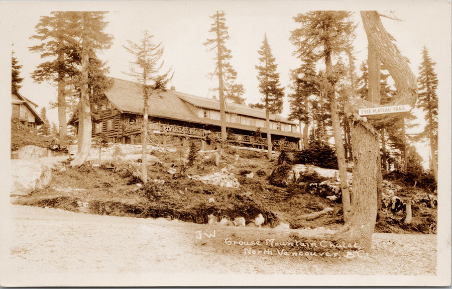 North Vancouver BC Grouse Mountain Chalet Unused JW RPPC Postcard